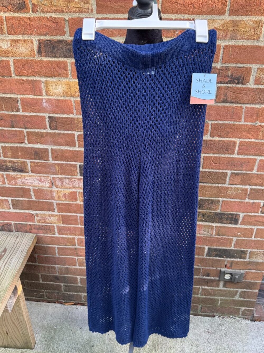 Shade & Shore Navy Open Knit Crochet Cover Up Pants NWT Size Large 12-14